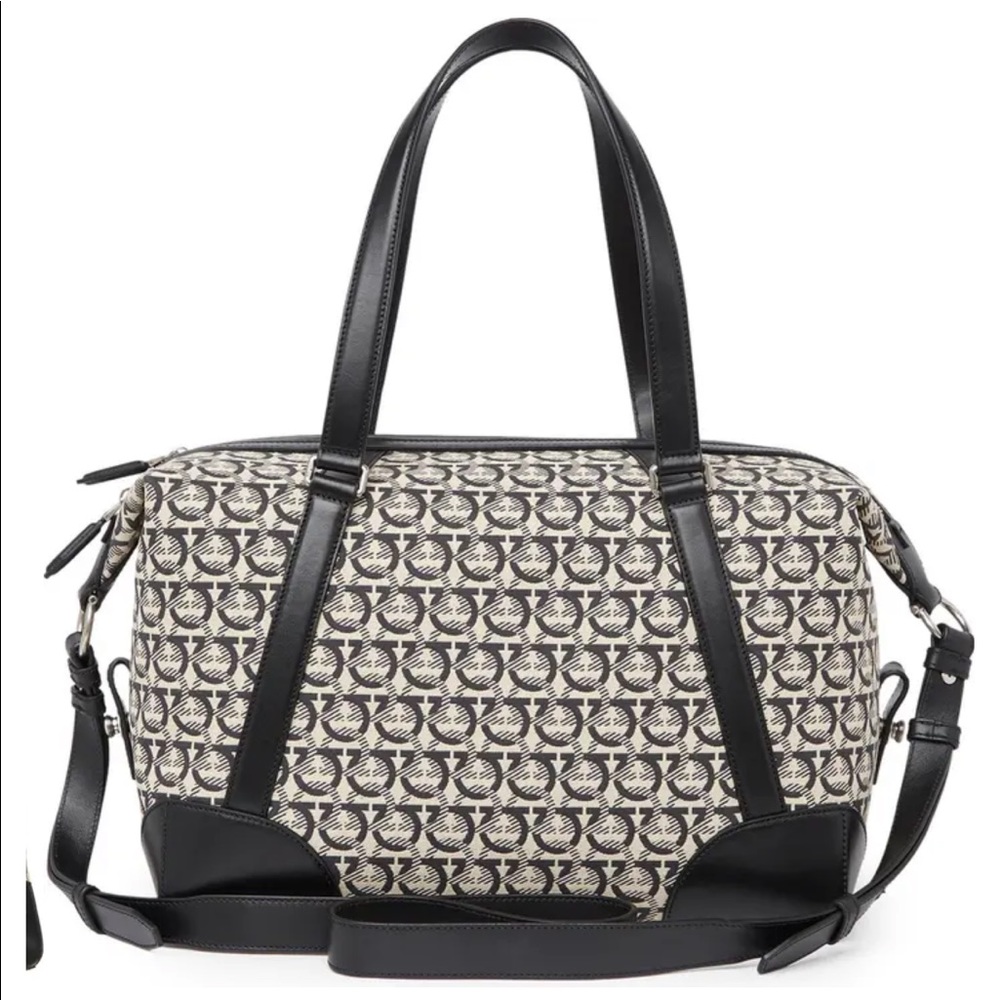 SALVATORE FERRAGAMO • Quilted Canvas & Leather Reversible Duffle Bag NWOT